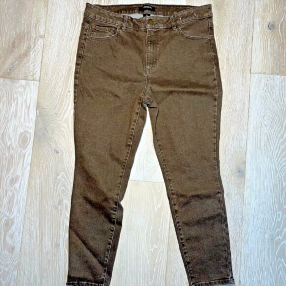 d. jeans Skinny Jeans Womens Size 14 Brown Stretch 5-Pocket Zip Fly - Picture 1 of 9
